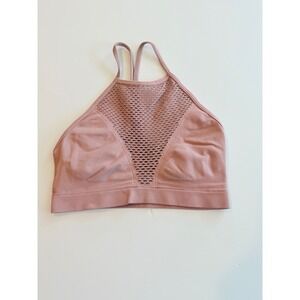 Victoria Sport Pink High Neck Seamless Mesh Laser Cut Sports Bra Small